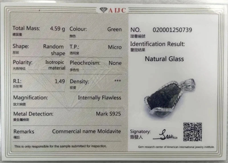 Natural Top Czech Moldavite Irregular 925 Silver Pendant Fine Jewelry Gift Eliminate negative energy