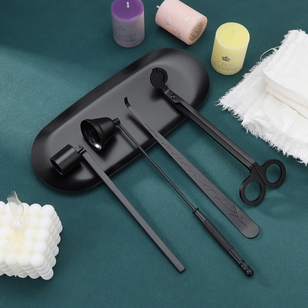 5-1 Candle Care Kit Stainless Steel Candle Wick Trimmer Snuffer Candle Differ Tray Scented Accessories Home Tools DIY Gifts