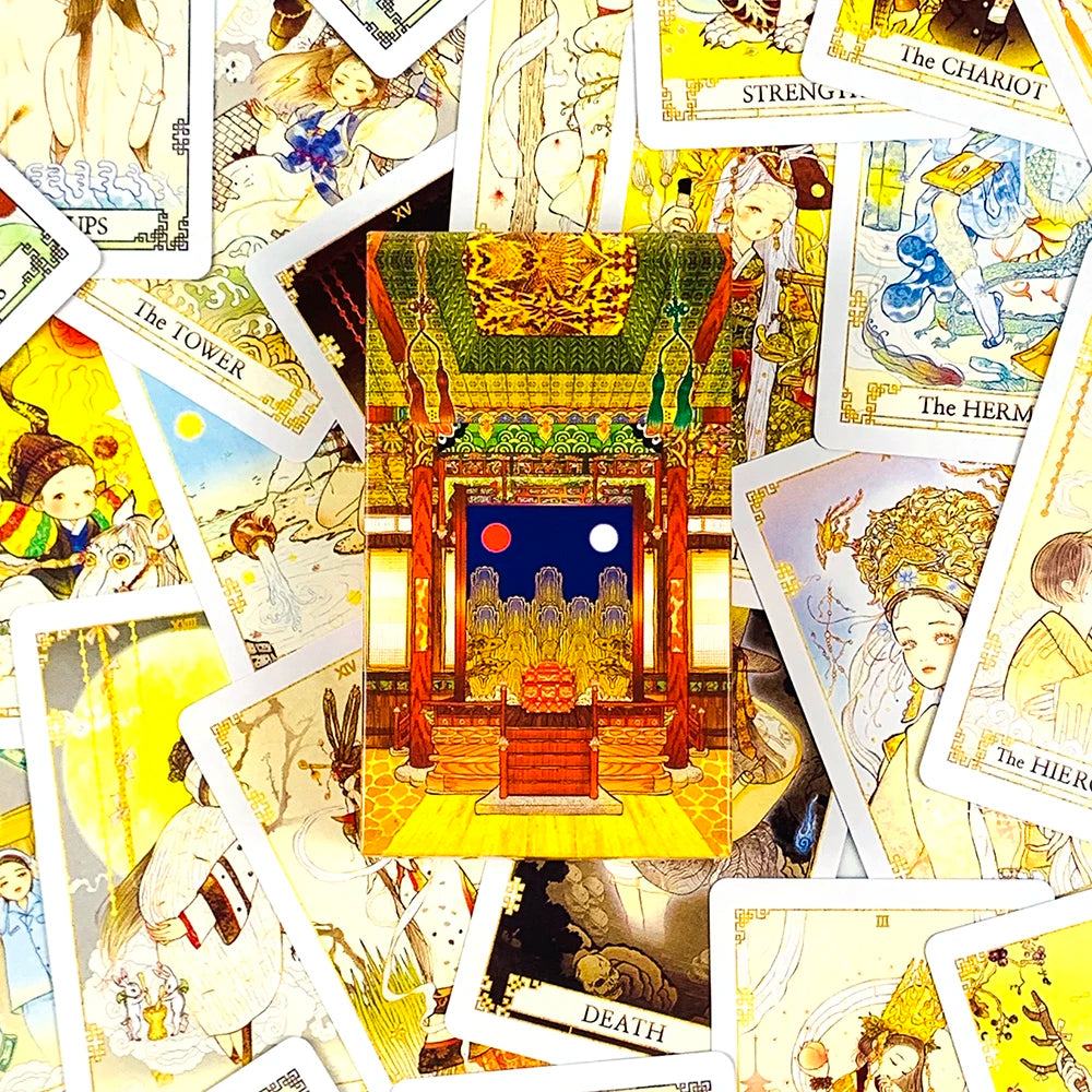 Retro Tarot Cards A 78PCS Chinese-style Tarot Deck Classic Design For Beginners & Pros, Divination, Meditation Party Game