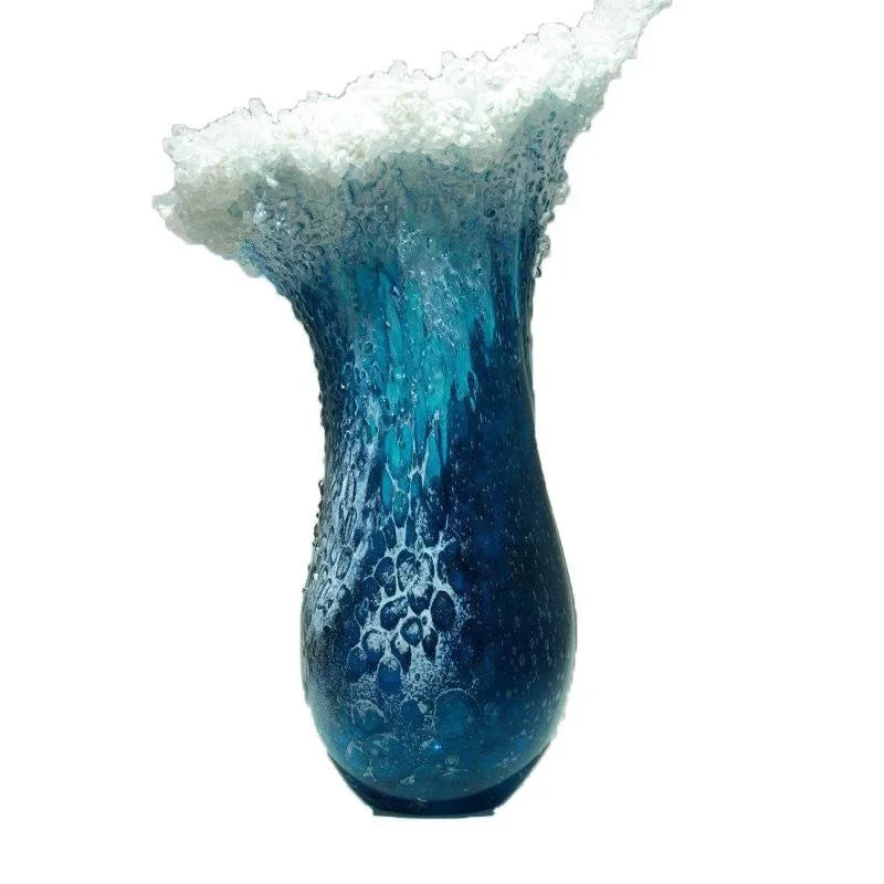 2025 New Wave Vase Handmade Artwork Modern Minimalist Ocean Blue Home Decoration