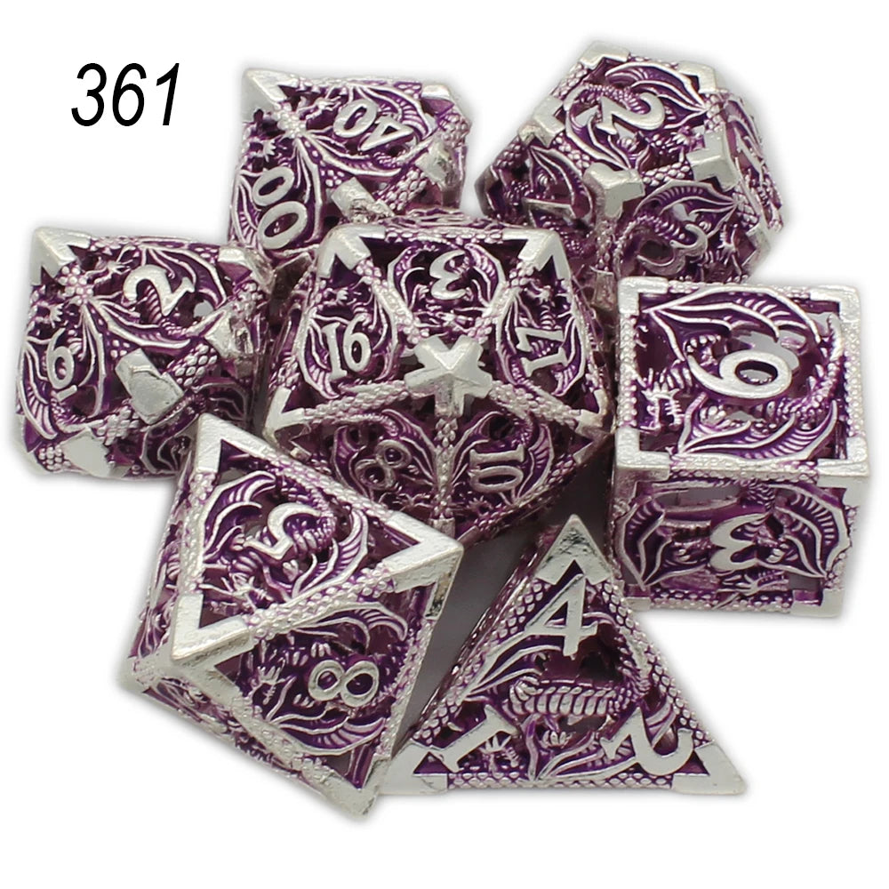 Flying Dragon Polyhedral Dice Set for Role Playing GamePathfinder, Hollow Metal Dice, D & D Dice, 7 PCs, New, 2022