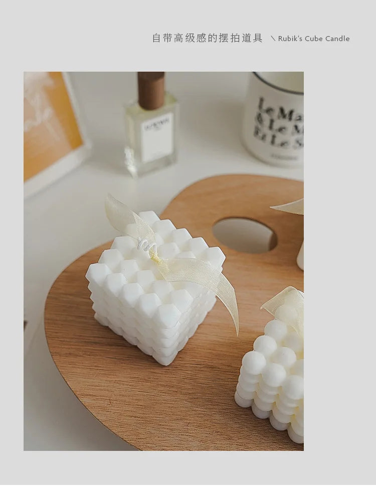 3D Bubble Cube Scented Candle Home Decoration Handmade Candles Wedding Birthday Candles Room Decor Props for Photos  Ins Style