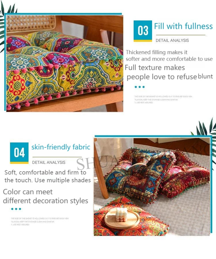 1pc 40x40cm Thick Soft and Comfortable Moroccan Chair Cushion /meditation Pad-suitable for Living Rooms Bedrooms,dining Rooms