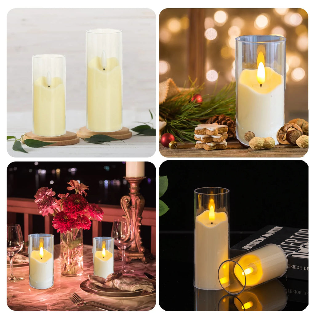 6-180PCS  Led Flameless Artificial Candles Acrylic Cup Led Candles Battery Operated Candle for Wedding Concert Activities Decor