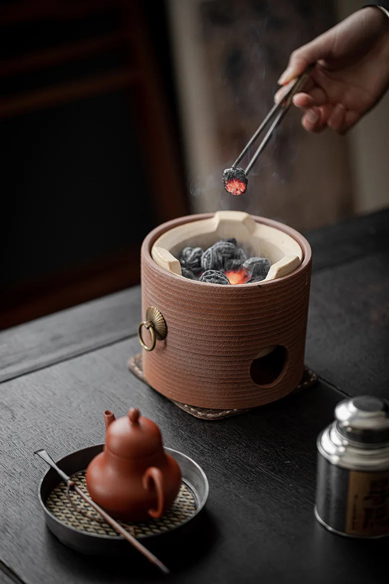 570ml Handmade Stoneware Tea Making Set Japanese Tea Stove Teapot Heating Base Household Teapot Warmer Kettle Stand Tea Ceremony