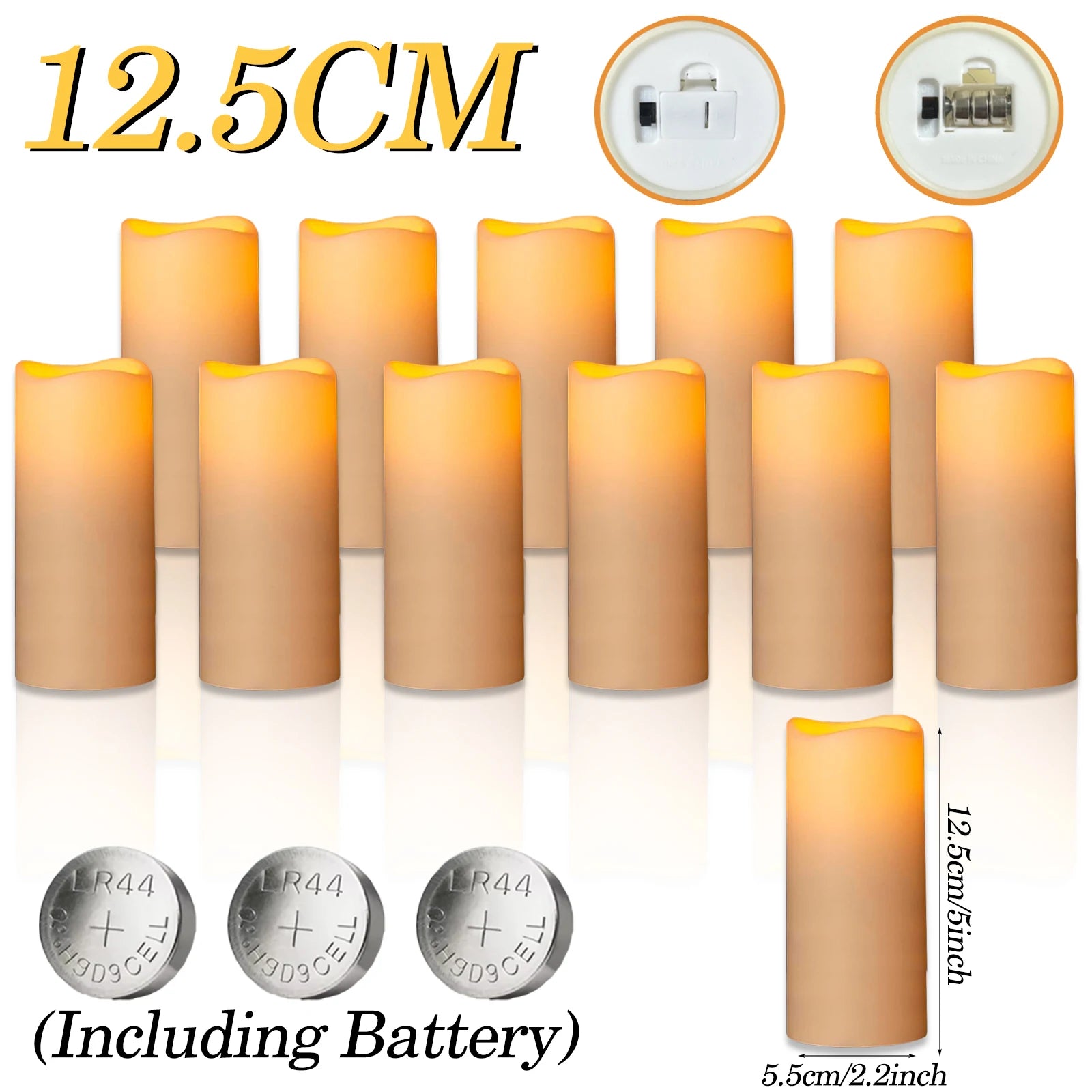 180-9Pcs Artificial Candles LED Flameless Candles for Wedding Led Candle Pillar Candles Flickering Candle for Decorative Concert