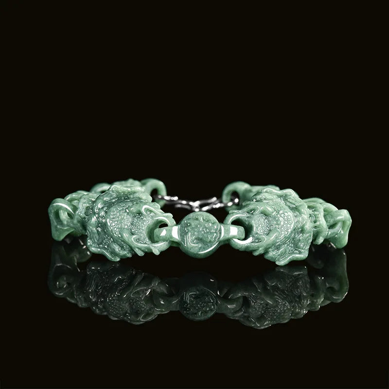 Green Myanmar Jadeite Dragon Bracelet Talismans Gifts for Women Bangle Natural Jade Real Jewelry Luxury Amulet Designer Fashion