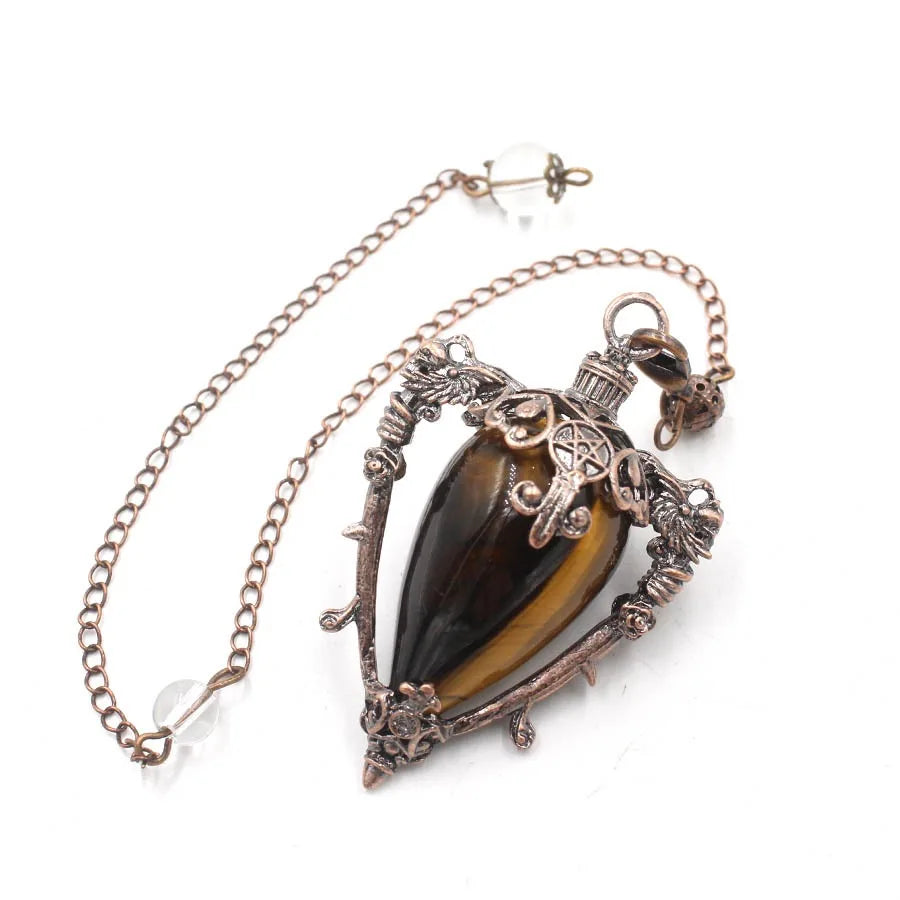 Big Natural Stone Pendant Crystal Pendulums Divination Black Obsidian Amethysts Lapis Pink Quartz  Reiki Spiritual Pendulo X210