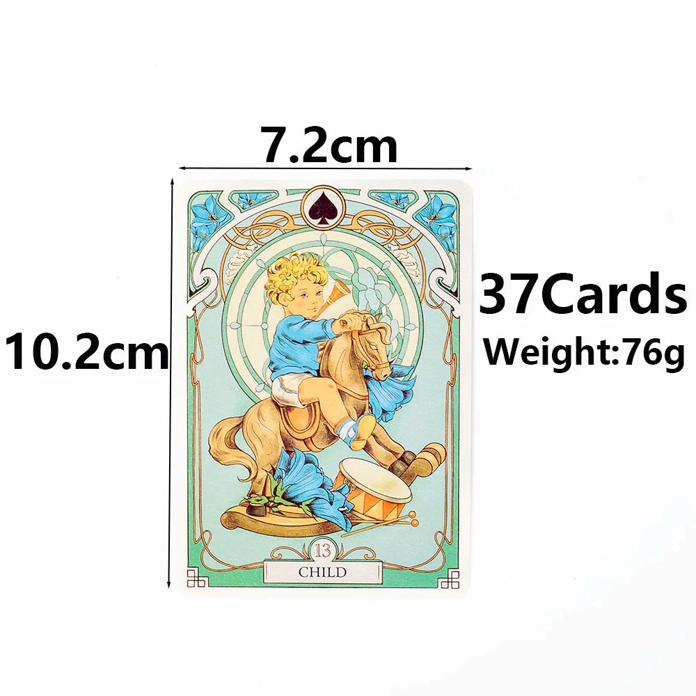 Romantic Lenormand Oracle Cards  37 Pcs Deck 10.2x7.2cm English Vision Art Nouveau Floral Motifs for Party Board  Playing Games