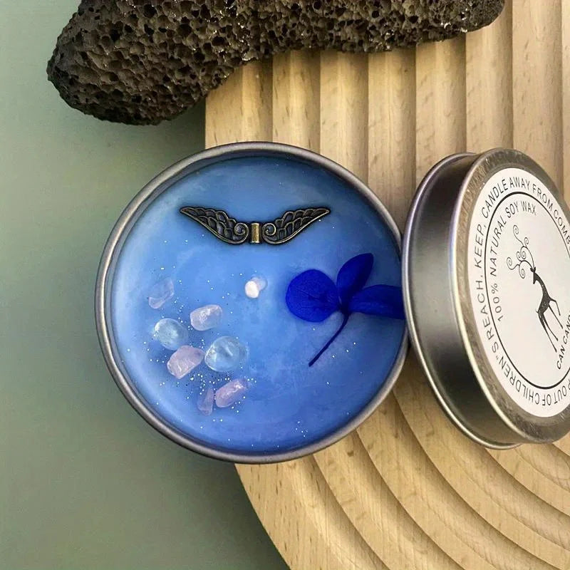 Crystal Dried Flower Scented Candles Atique Copper Accessories Aromatherapy Silver Tin Can Candles Handmade Candles
