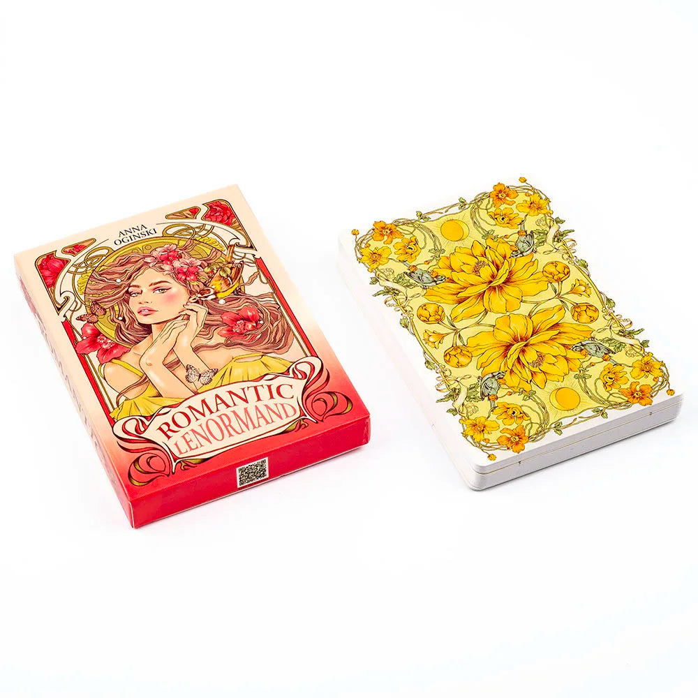 Romantic Lenormand Oracle Cards  37 Pcs Deck 10.2x7.2cm English Vision Art Nouveau Floral Motifs for Party Board  Playing Games
