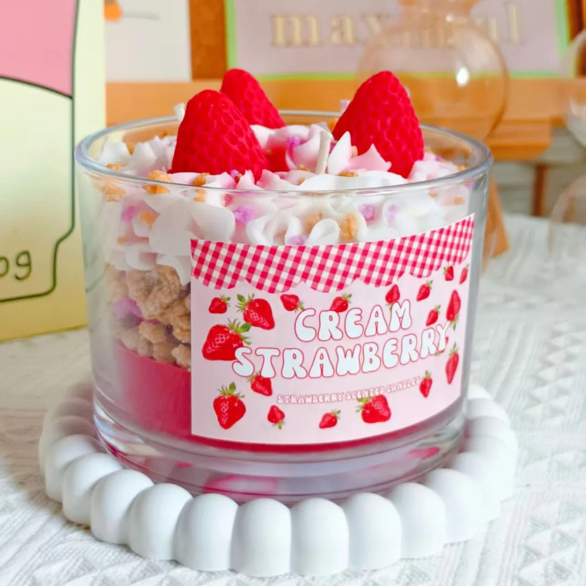 Handmade Fruit Cream Cup Scented Candle Set - Strawberry Blueberry Banana Fragrance Ornament Gift