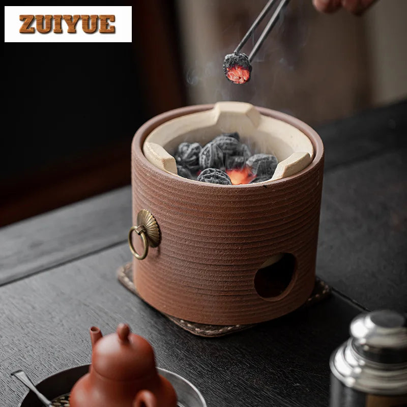 570ml Handmade Stoneware Tea Making Set Japanese Tea Stove Teapot Heating Base Household Teapot Warmer Kettle Stand Tea Ceremony