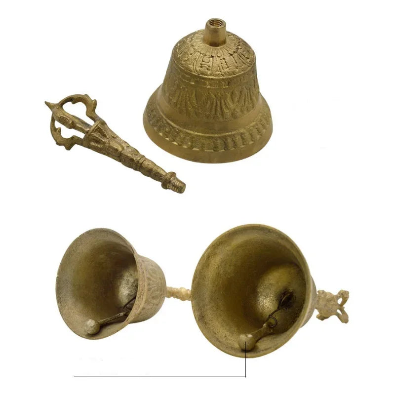 brass ritual bells Tibetan buddhist bells for Divination Wicca FengShui Loud Call Meditation Hand Bell  Prayer Alarm copper
