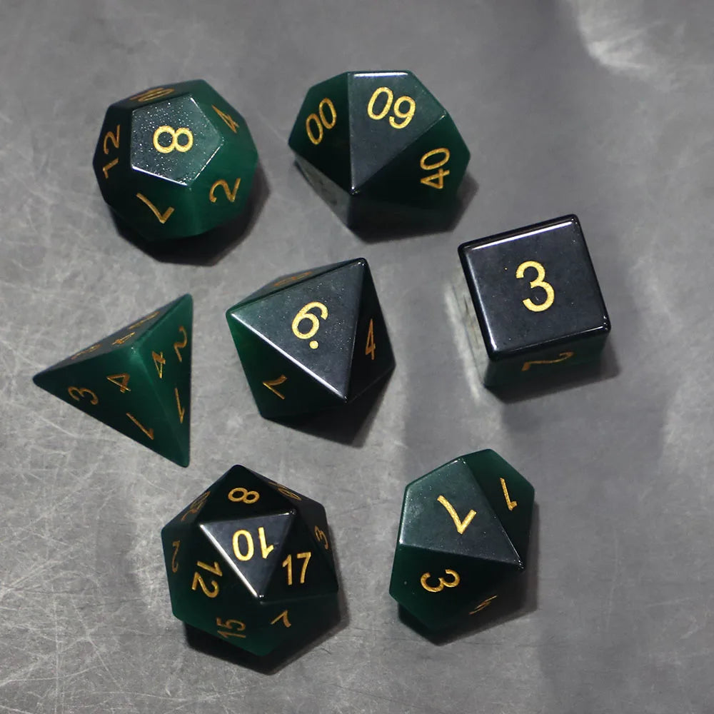 Fashion Natural Stone Hand Carved Polyhedral Dice Sets Healing Crystal Dungeon Dragons Table Board Roll Playing Games Craft Gift