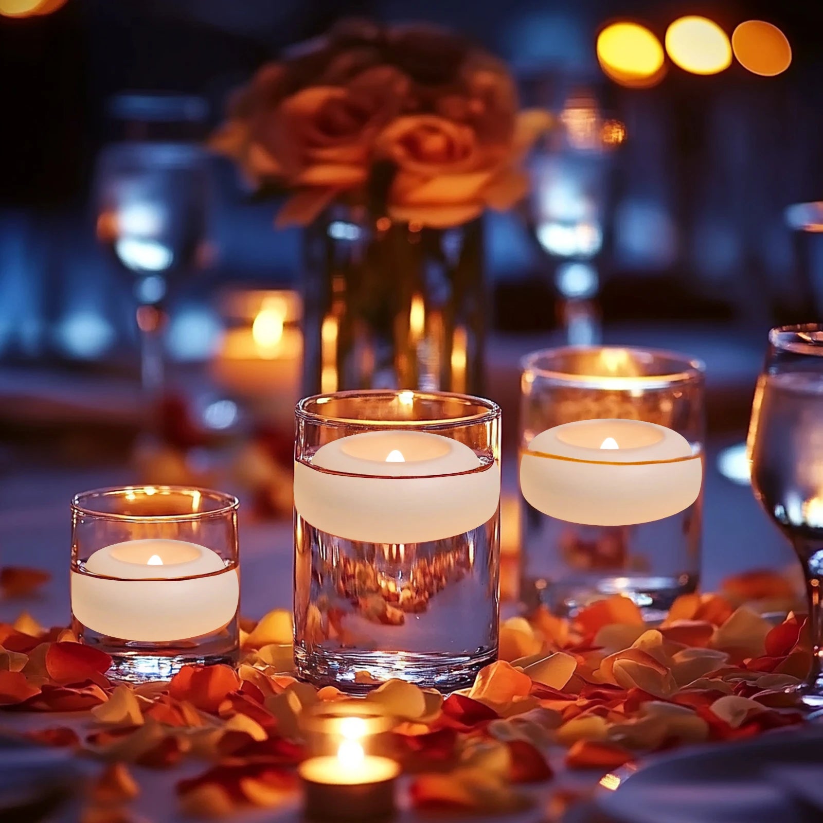 Waterproof Flameless Floating Tealights 120+Hour Warm White Battery Flickering LED Tea Lights Candles Wedding Party Pool & SPA