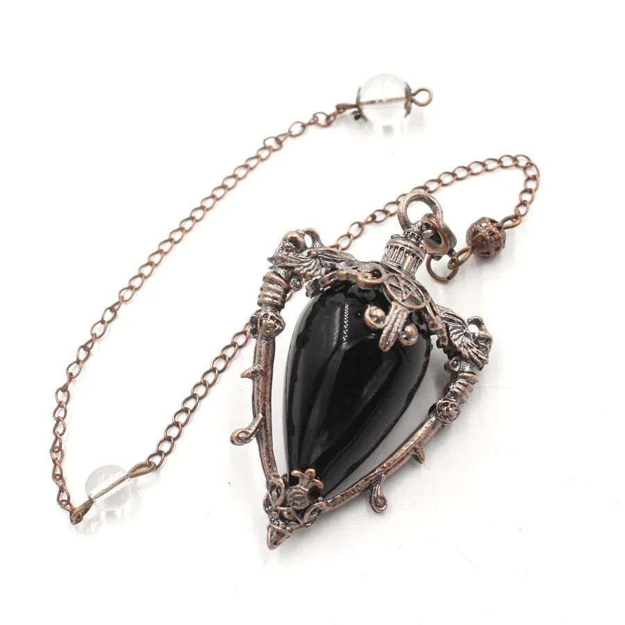 Big Natural Stone Pendant Crystal Pendulums Divination Black Obsidian Amethysts Lapis Pink Quartz  Reiki Spiritual Pendulo X210