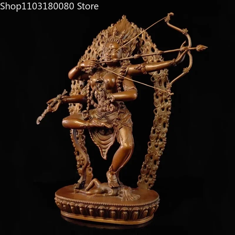 27cm Red Copper carving Kurukulle Buddha statue Nepal Tibet Buddhism Red Tara goddess statue Large sculpture