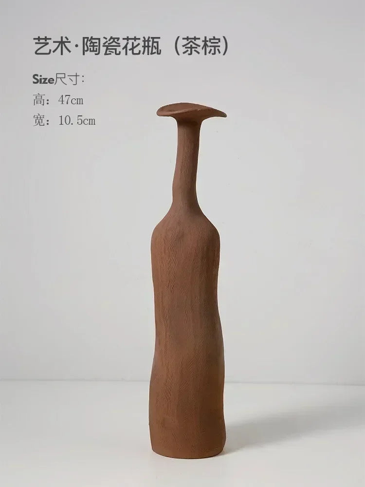 Nordic Handmade Ceramic Flower Vase Textural Design for Modern Luxury Home Decor Elegant Decoration for Living Room Office