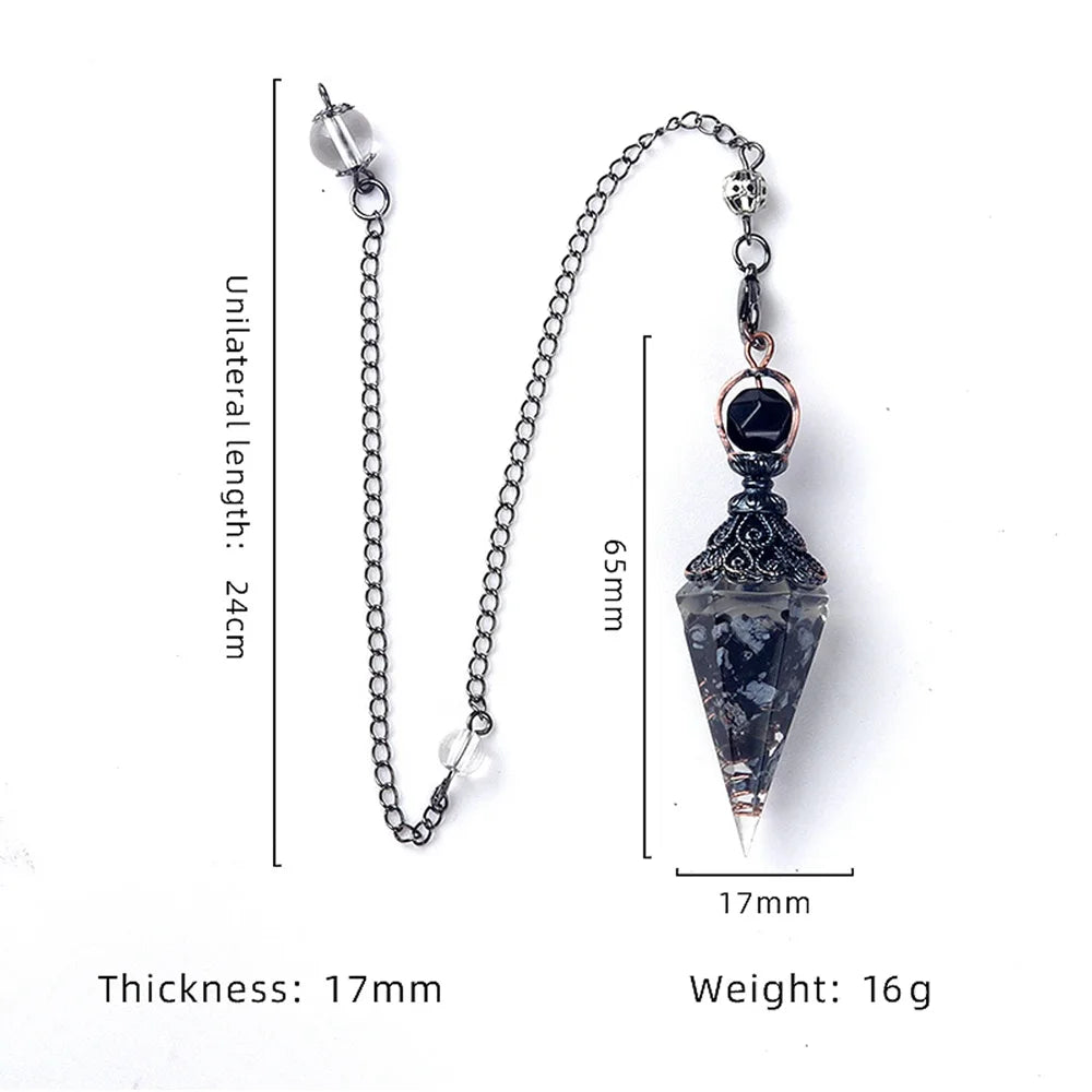Natural Stone Crystal Pendulum Necklaces Hexagonal Cone Crushed Stone Amethysts Rose Quartz Chakra Pendant Jewelry Accessories