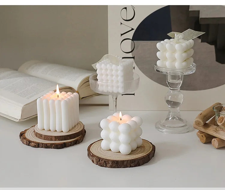 3D Bubble Cube Scented Candle Home Decoration Handmade Candles Wedding Birthday Candles Room Decor Props for Photos  Ins Style