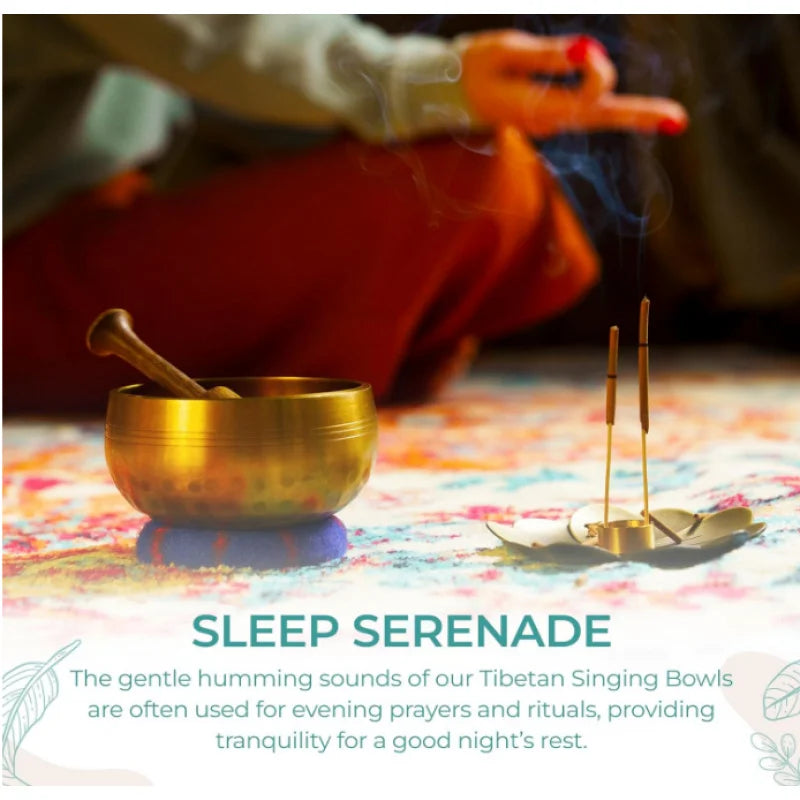 Tibetan Sound Therapy Singing Bowl Handmade Brass Sing Bowl Yoga Meditation Buddha Sound Bell Healing Stress Relief Instrument