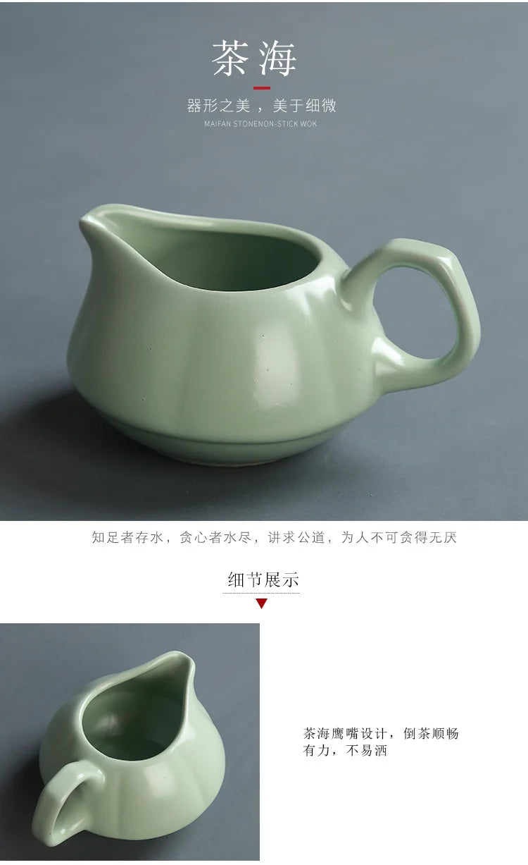 Creative Business Gift Ceramic Tea Set Teaware Geyao Ru Kiln A Pot of Six Cups of Tea Cups with Hand Gift Box Japanese TeaSet