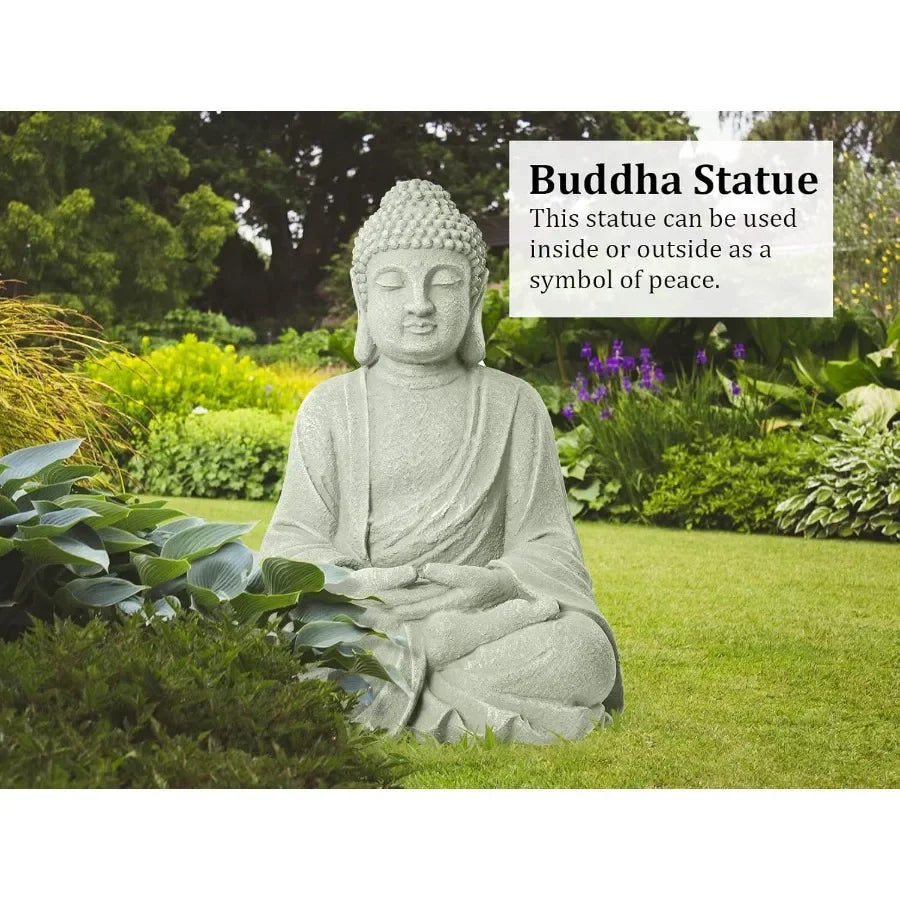 Zen Garden Asian Buddha Statue Outdoor Indoor Yard Decor 20 High Patio Deck Sculptures Magnesium Oxide Stone Grey Home Entryway