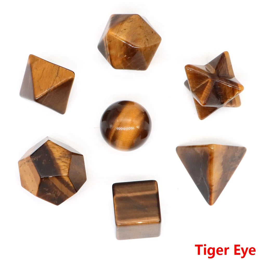 7Pcs/Set Platonic Crystal Solid Geometry Stone for Reiki Healing Chakra Gemstone Balancing Lucky Geometric Polyhedron Home Decor