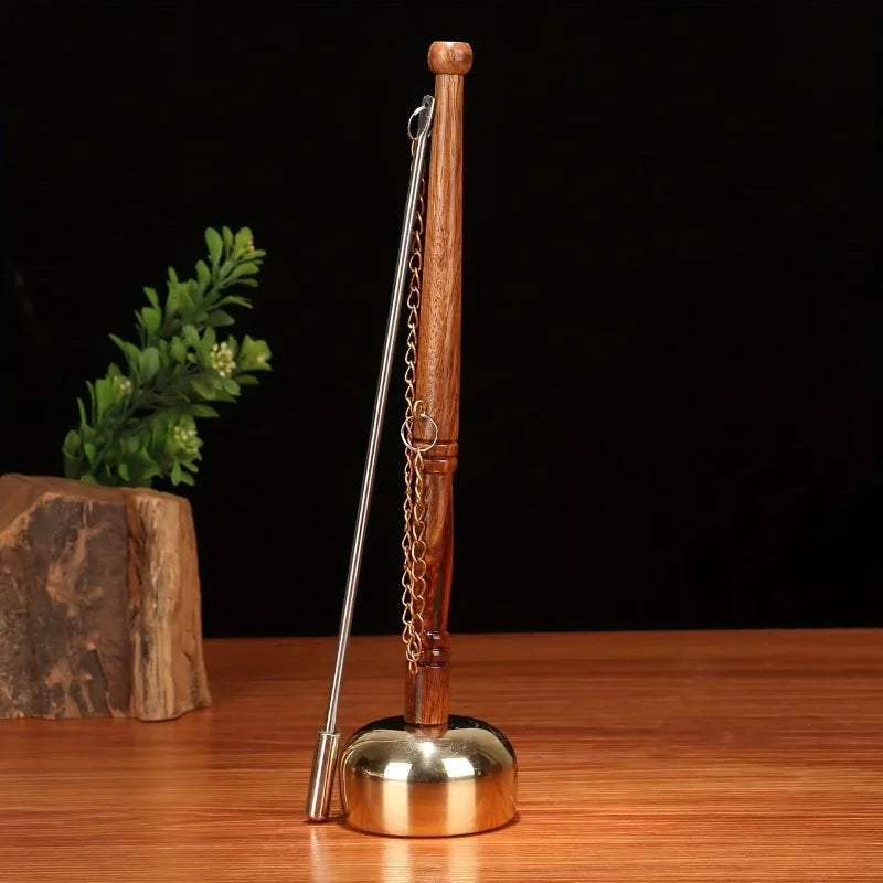 Tibetan Hand Bell with Wooden Handle Brass Singing Bowl Meditation & Prayer Bell Religious Mantra Musical Instrument Copper