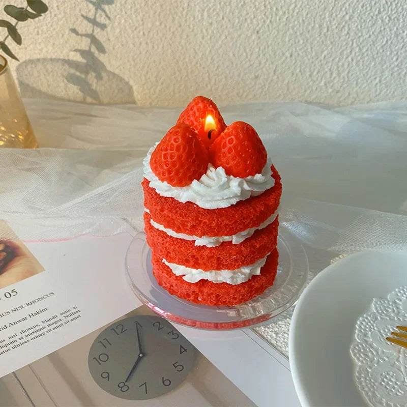 Simulated cream cake candles Strawberry chocolate cherry macaron scented candle lovely birthday gift velas navideñas decorativas