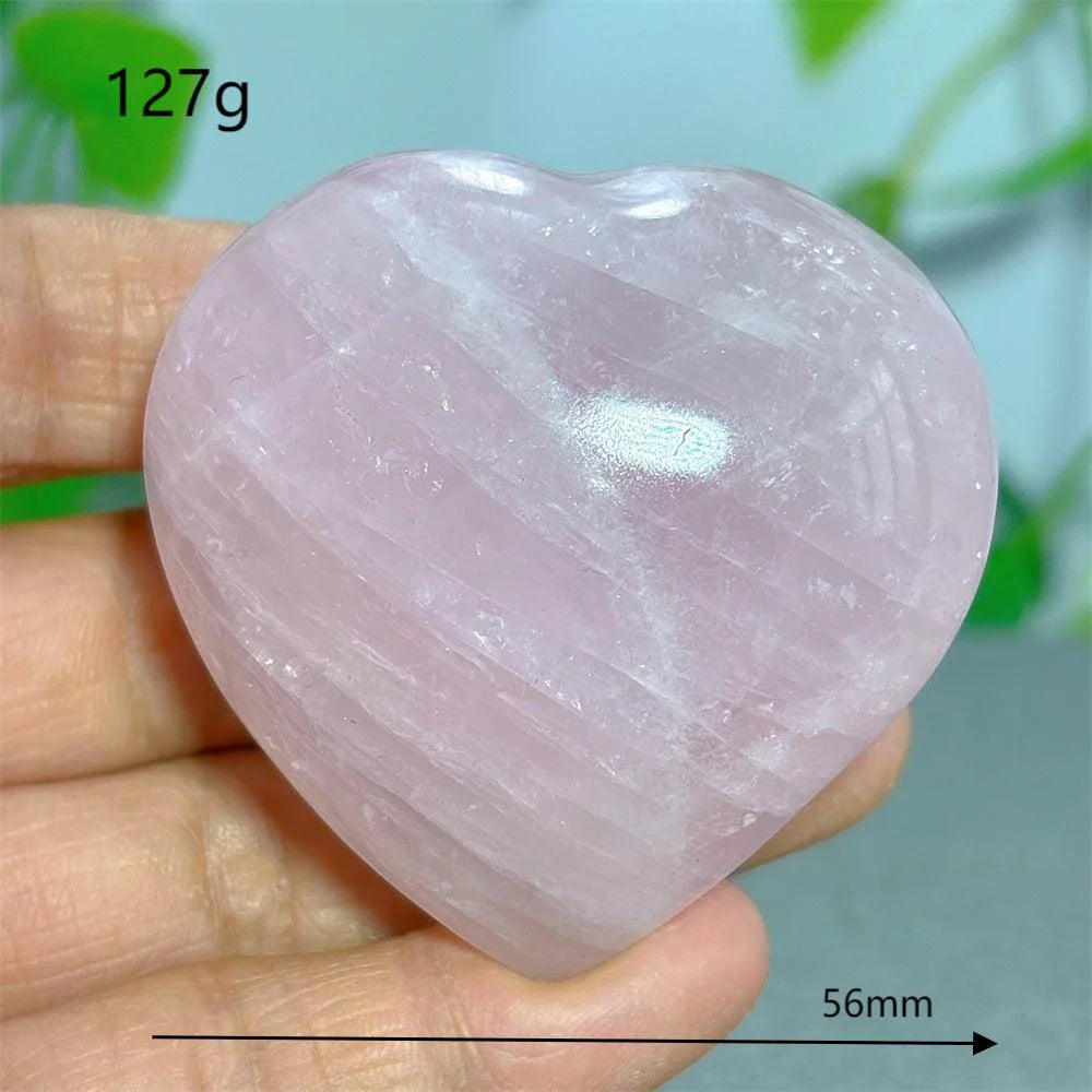 Rose Quartz Heart Crystal Natural Stone Quartz Stone Minerals Home Decoration Reiki Craft Gifts Energy Healing Luck Love