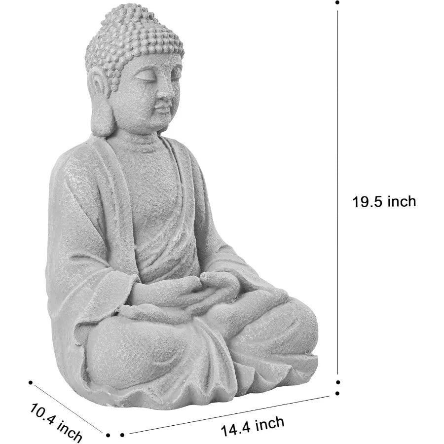 Zen Garden Asian Buddha Statue Outdoor Indoor Yard Decor 20 High Patio Deck Sculptures Magnesium Oxide Stone Grey Home Entryway