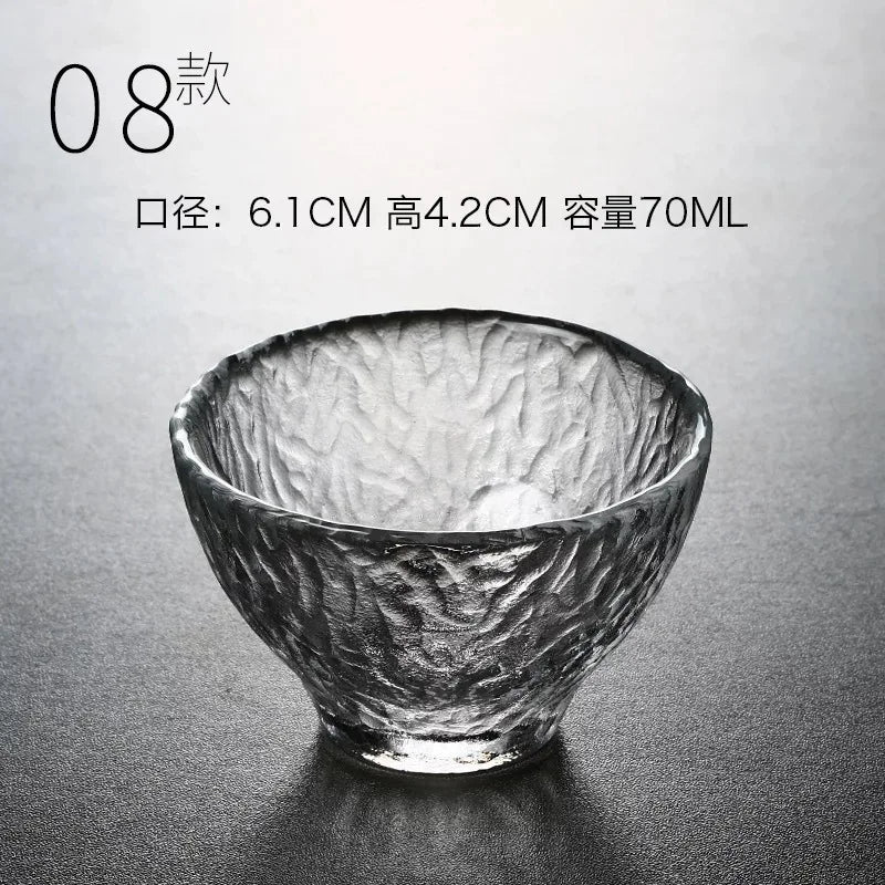 Tea Cup Japanese Style Hammered Pattern Master Cup Small Thickened Glass Cup Personal Handmade Single Cup Kung Fu Tea Set