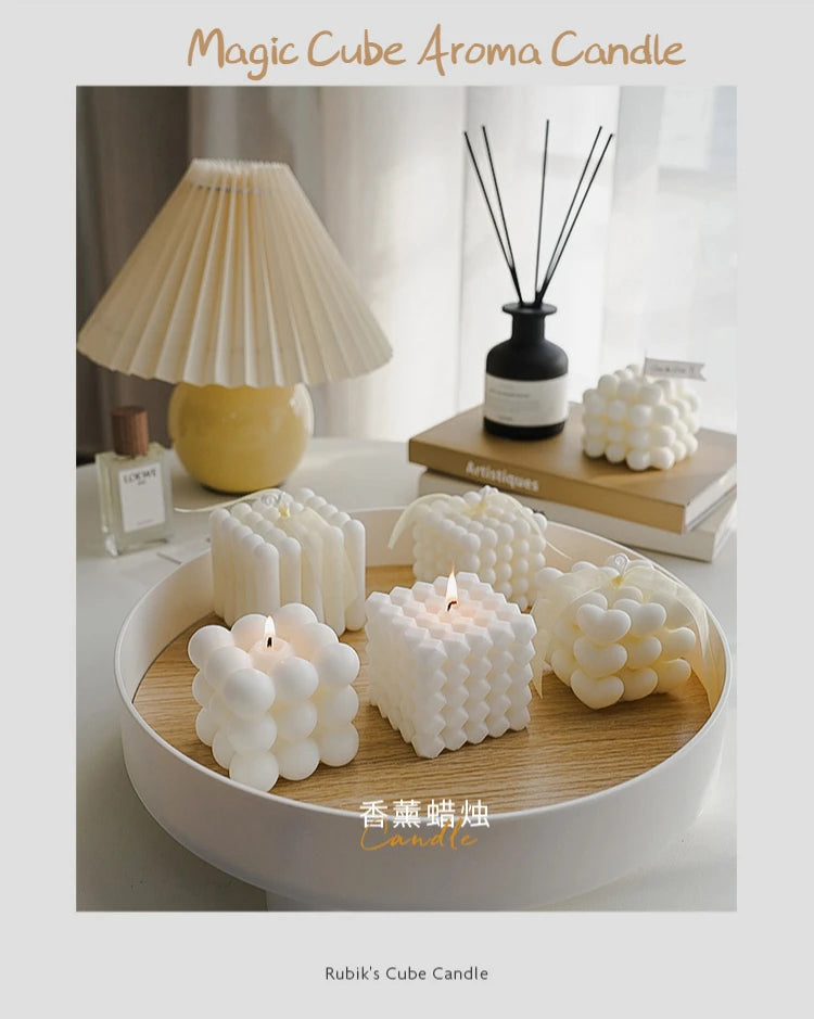 3D Bubble Cube Scented Candle Home Decoration Handmade Candles Wedding Birthday Candles Room Decor Props for Photos  Ins Style