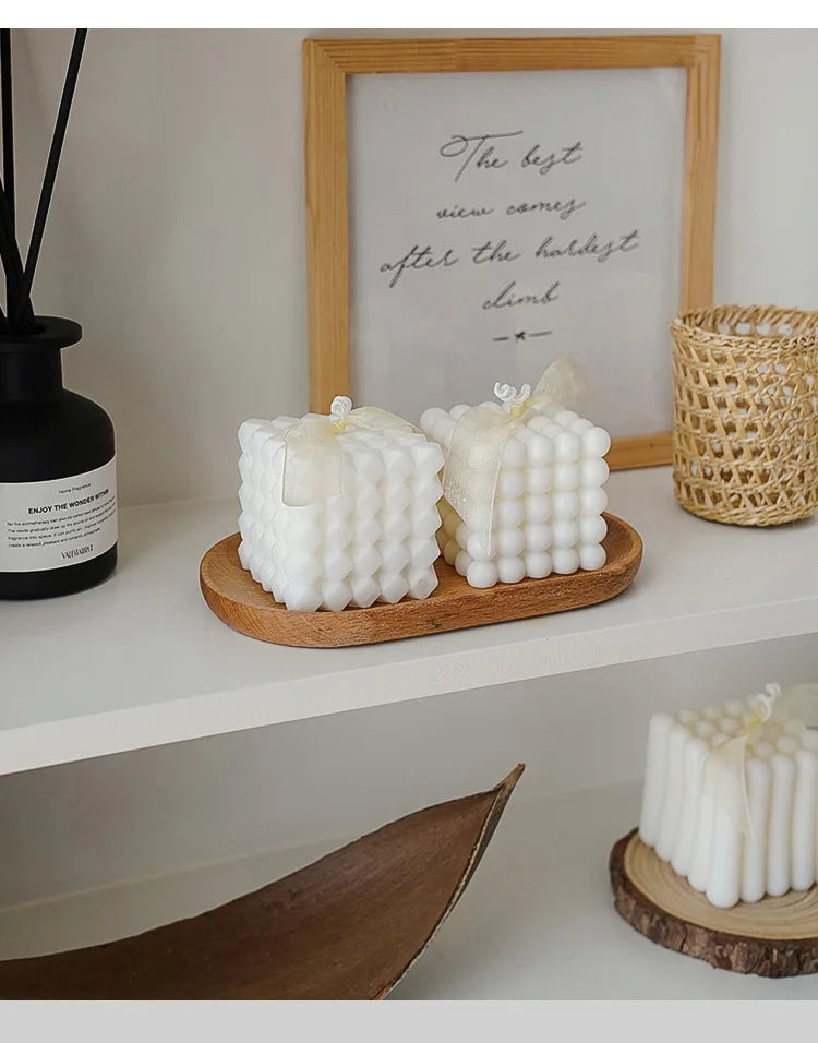 3D Bubble Cube Scented Candle Home Decoration Handmade Candles Wedding Birthday Candles Room Decor Props for Photos  Ins Style