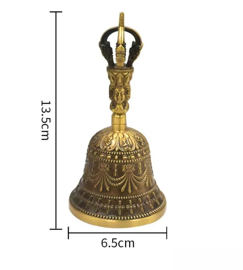 Tibetan Vajra Bell Brass Three Strand Chime Bell Zen Temples Buddhist Handheld Wind Chimes Portable Meditation Decoration Bells