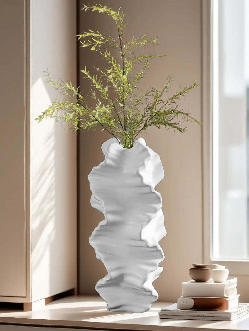 1Pc Handmade Resin Coral Vase Origami Geometric Texture Art Decor for Living Room & Study