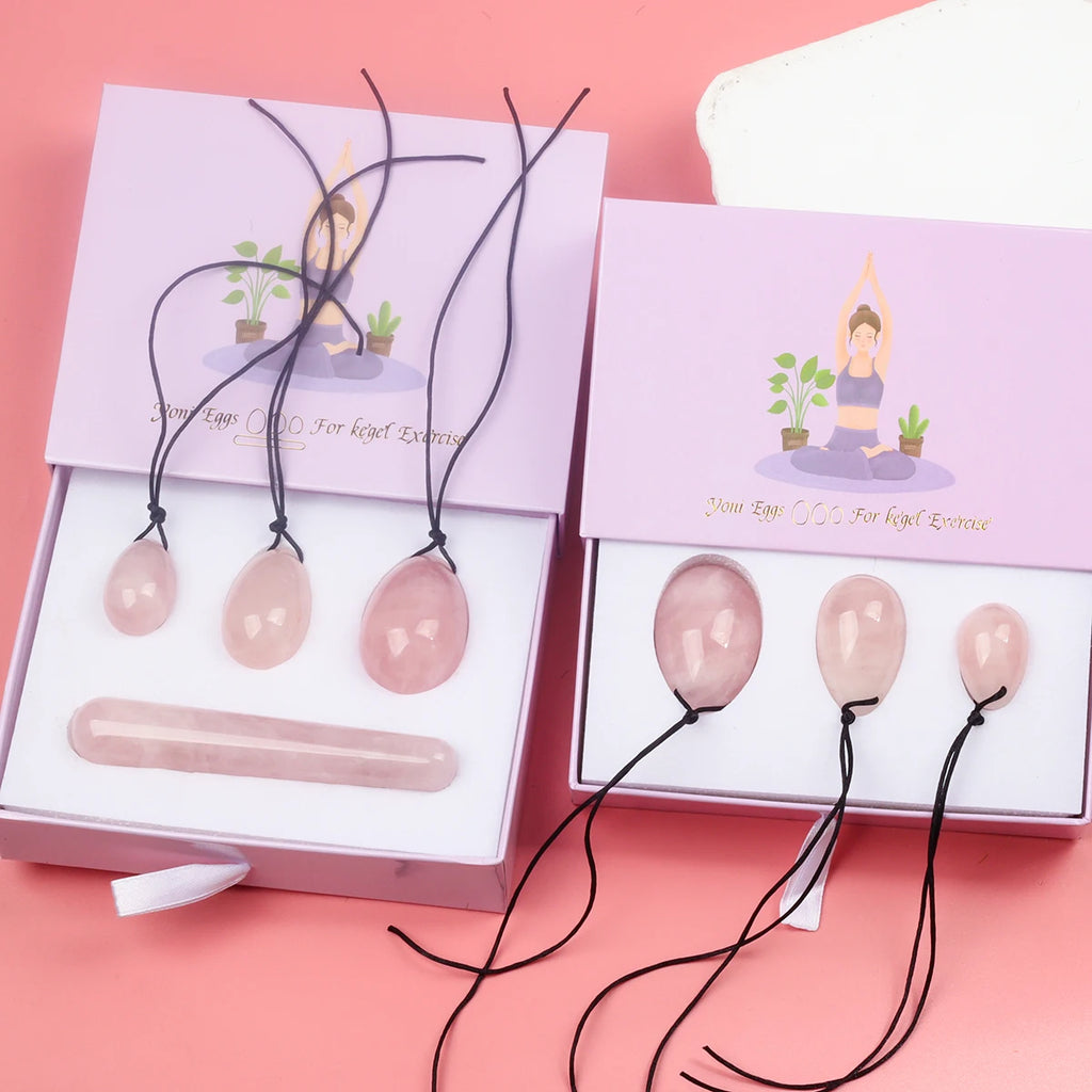 Wholesale Drill Jade Egg Set Quartz Massage Wand Crystal Stone Yoni Ball Pelvic Kegel Exercise Tool Tightening Vaginal Muscle