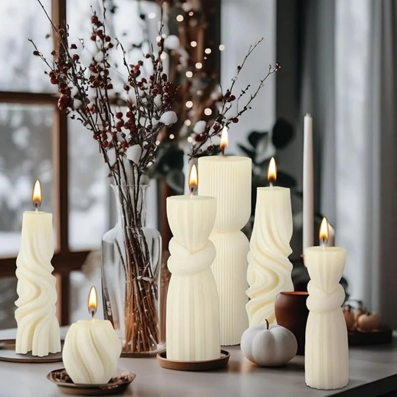 Aromatherapy candles, large pillar ribbed decorative candles, soy wax, suitable for gifts, room shelves, home ribbed decoration