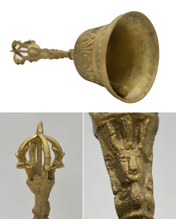 brass ritual bells Tibetan buddhist bells for Divination Wicca FengShui Loud Call Meditation Hand Bell  Prayer Alarm copper