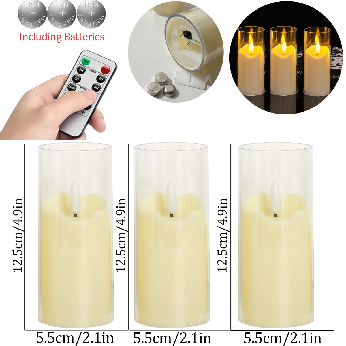 6-180PCS  Led Flameless Artificial Candles Acrylic Cup Led Candles Battery Operated Candle for Wedding Concert Activities Decor
