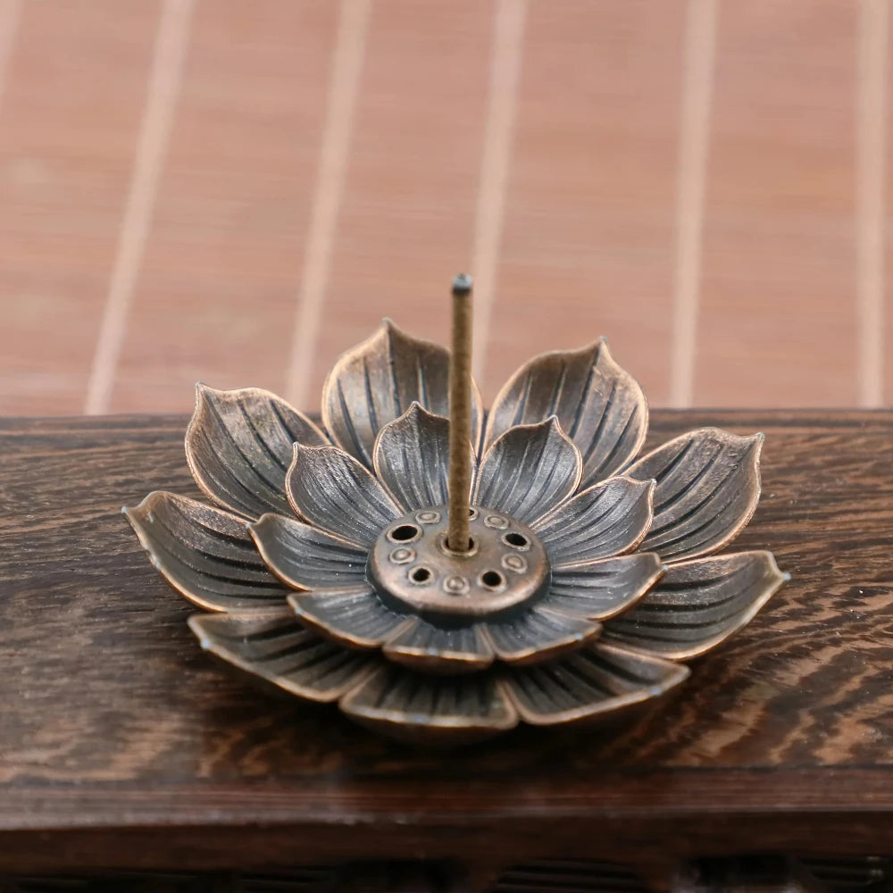 Alloy Incense Burner Lotus Multi-hole Wire Stick Holder Household Antique Incense Plate for Buddha Incense Holder Home Decor