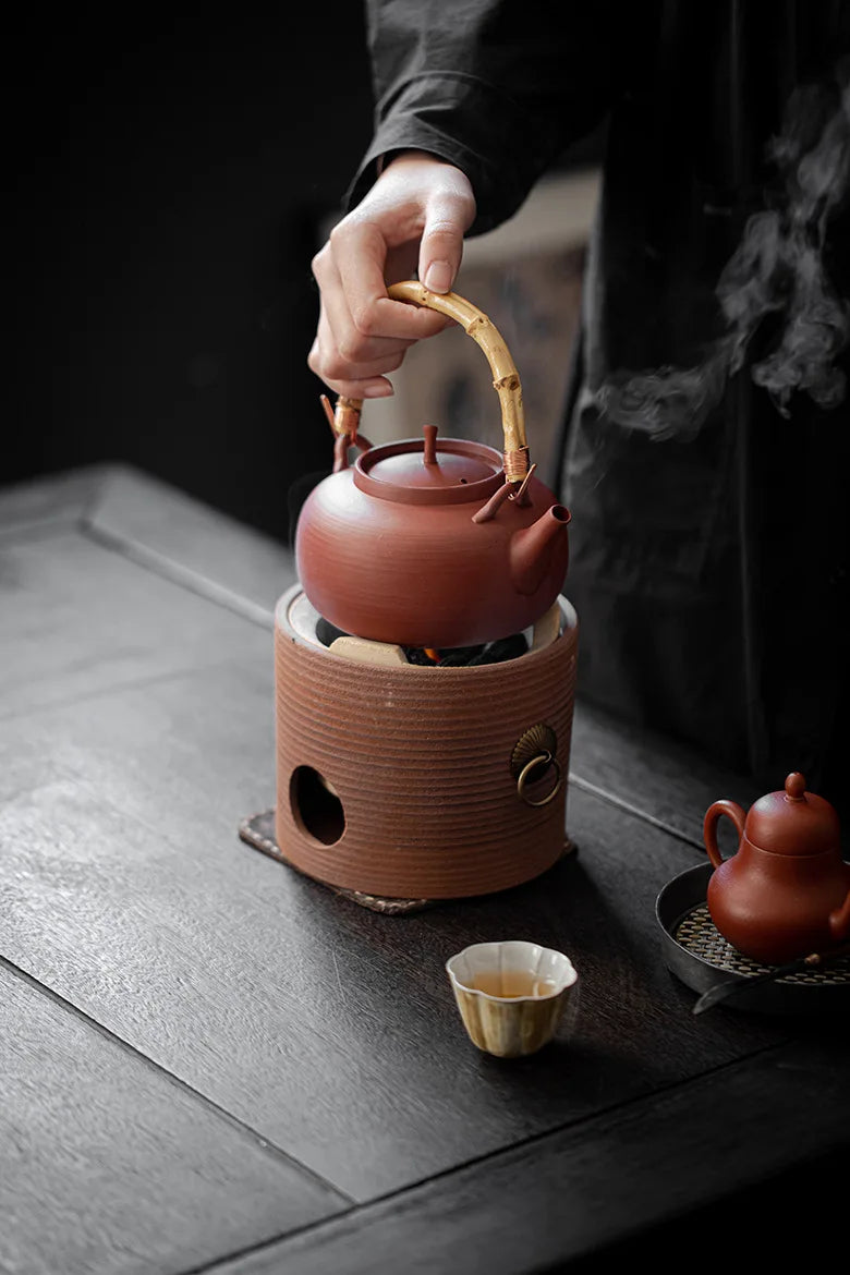 570ml Handmade Stoneware Tea Making Set Japanese Tea Stove Teapot Heating Base Household Teapot Warmer Kettle Stand Tea Ceremony