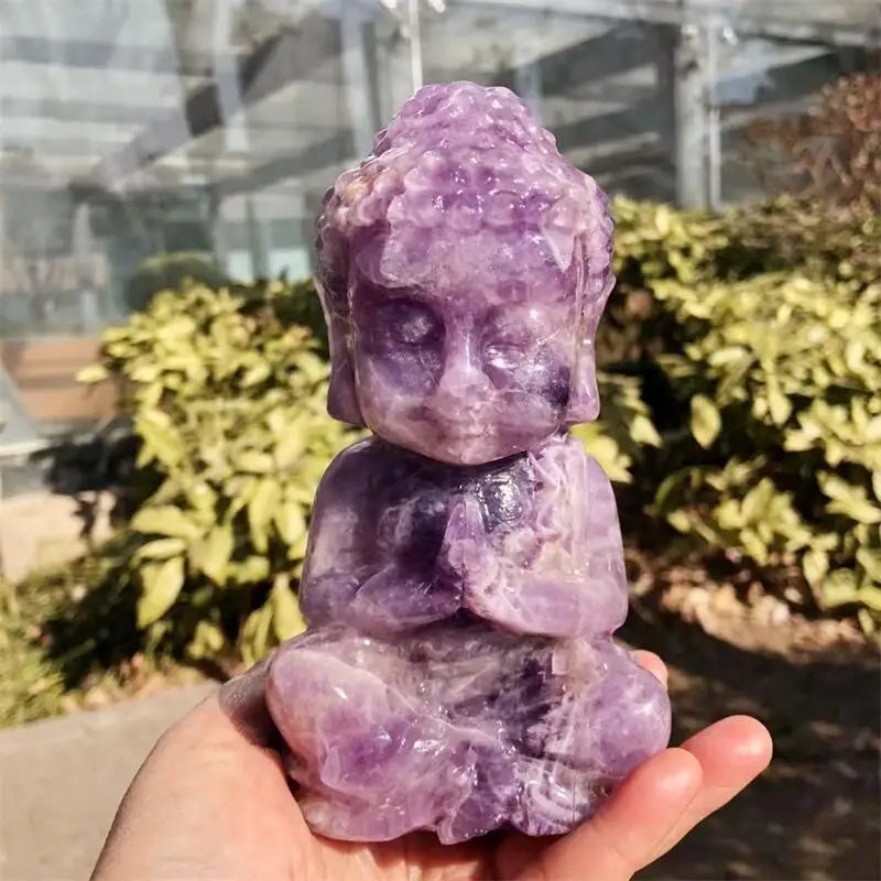 Natural Dream Amethyst Buddha Statue Carving Figurine Ornament Feng Shui Craft Home Decor Stone Gift 1pcs
