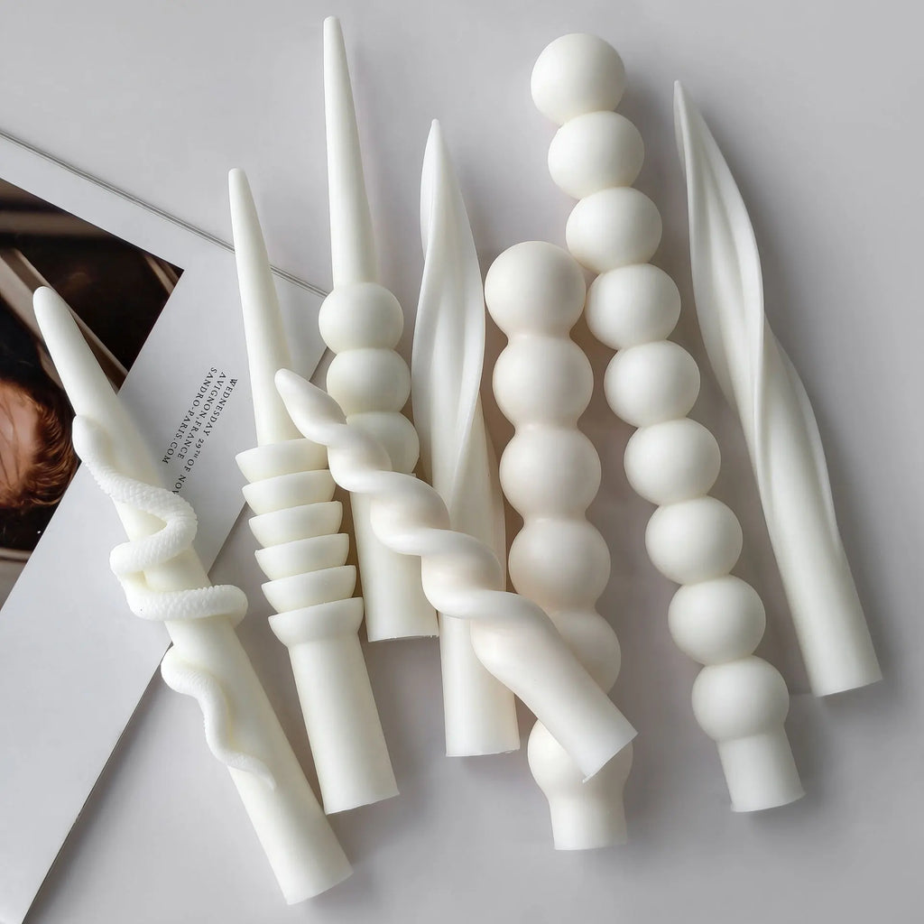 Geometric Long Rod Candle Mold Handmade Aroma Candle Silicone Molds Twist Spiral Long Pole Candle Making Supplies