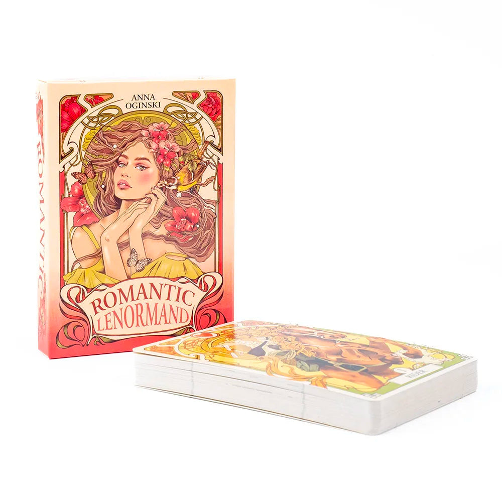 Romantic Lenormand Oracle Cards  37 Pcs Deck 10.2x7.2cm English Vision Art Nouveau Floral Motifs for Party Board  Playing Games
