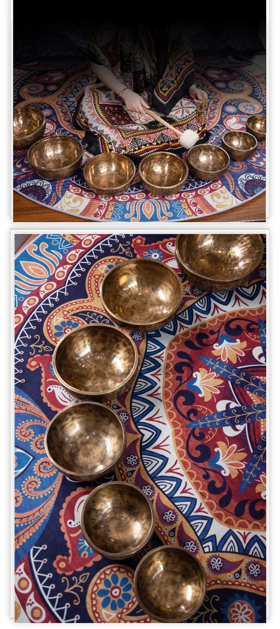 Thick Wall Full Moon Bowl Handmade Nepal Singing Bowl Yoga Meditation Professional Brass Tibetan Bowls Percussion Instruments