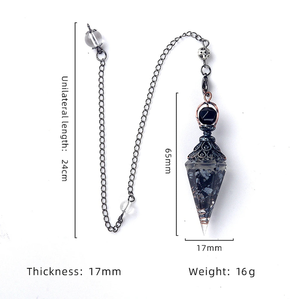 Natural Stone Crystal Pendulum Necklaces Hexagonal Cone Crushed Stone Amethysts Rose Quartz Chakra Pendant Jewelry Accessories