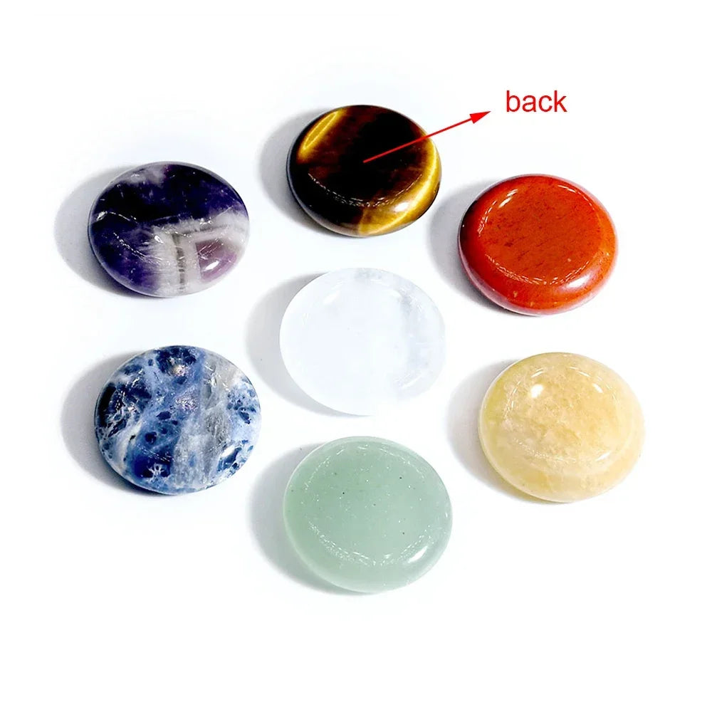 7Pcs Chakra Natural Crystal Stones for Divination Yoga Meditation Rune Carving  Fortune-telling Reiki Healing Gemstones